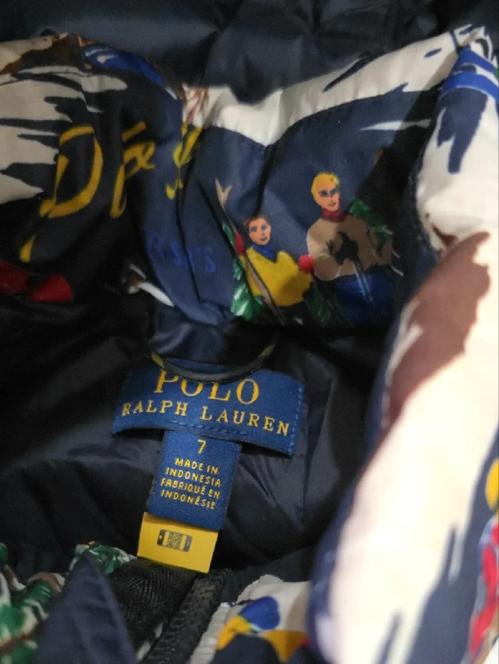 Ralph Lauren Navy Ski-Resort Print Puffer Jacket